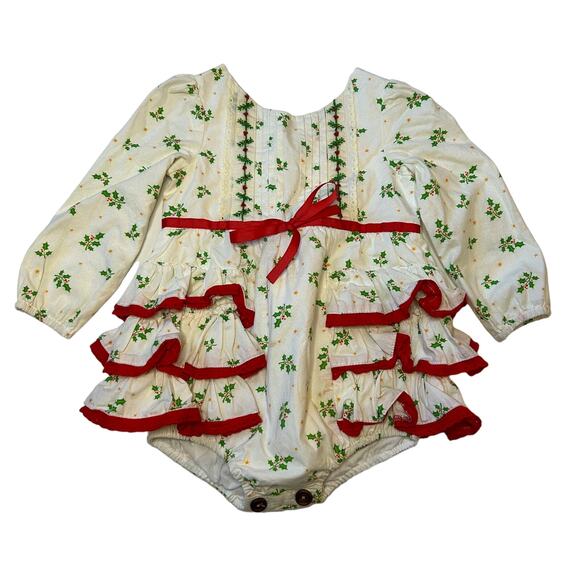 Love and Grow Clothing Company Christmas Holiday Ruffled Bubble Romper 18M - Picture 1 of 6